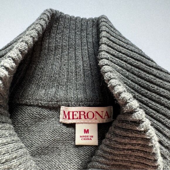 Merona Grey Full Zip Sweater Size Medium - Picture 2 of 6